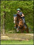 14-jÃ¤hrige Reiterin auf Irish Sport Horse springt Ã¼ber einen Baumstamm 